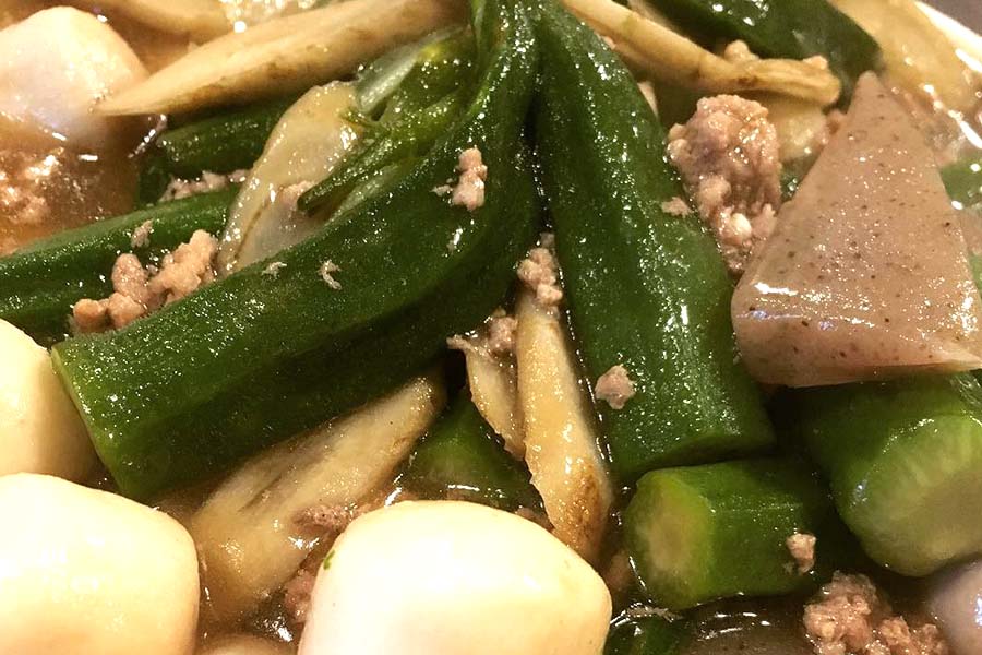 里芋とオクラの豚ミンチあんかけ